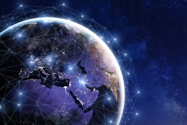 Communication network around Earth.