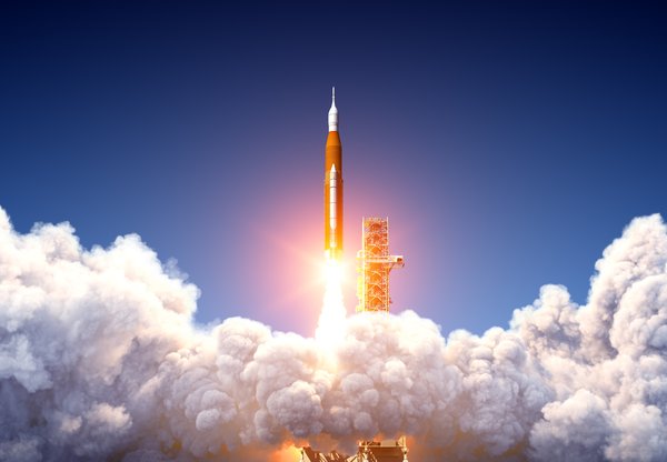rocket shoots straight up in the sky